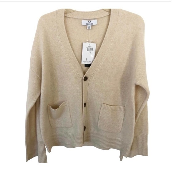 NEW Magaschoni V-Neck Cashmere Cardigan Pebble Heather Womens Size Small - Picture 3 of 8